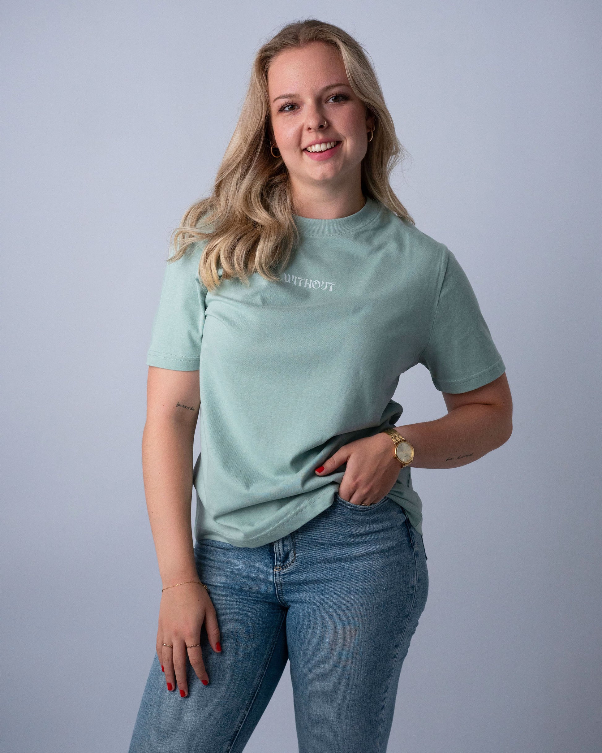 WITHOUT Matcha Shirt women detail